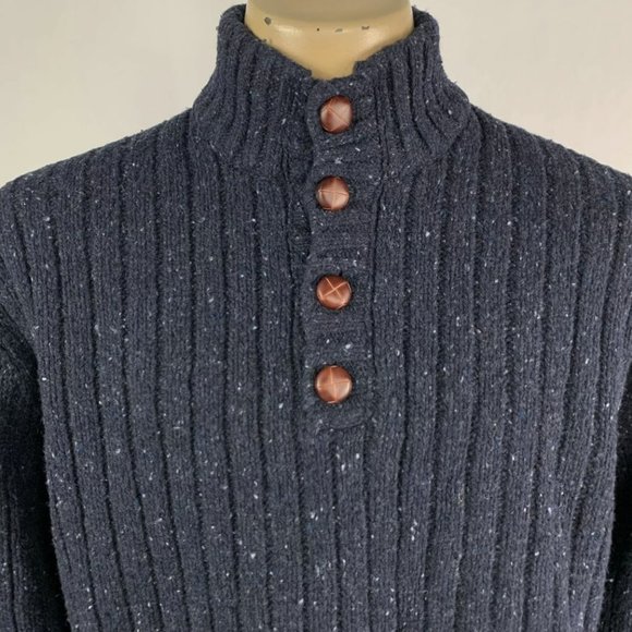 Brunella Gori Men’s XXL Sweater 1/4 Button Lambswool Nylon Blue Unique - Picture 7 of 9